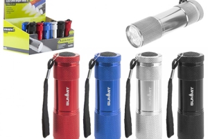 Summit 9 LED Aluminum Torch 4 Colours Red, Blue, Black, Silver Battery 3 x AAA included